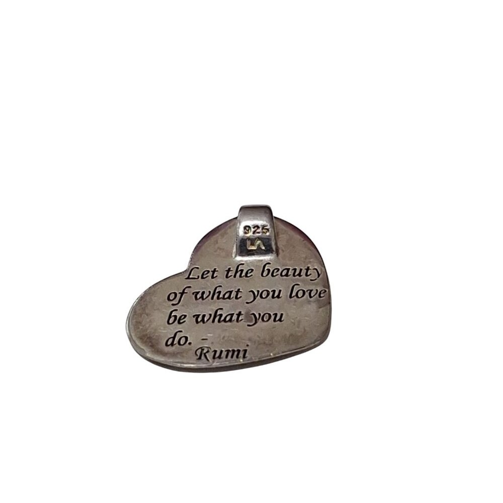 Sterling Silver 925 LA Heart Pendant Charm With Inspirational Saying 3.4g - Picture 4 of 7